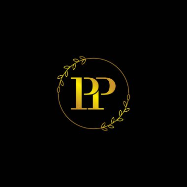 Çiçek süslemeli PP ilk monogram logo şablonu