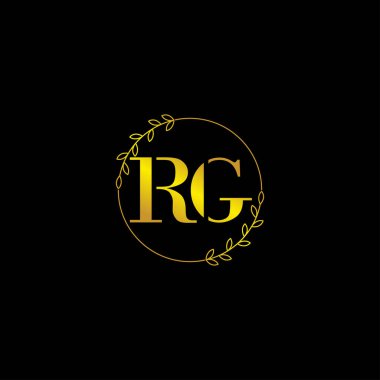 Çiçek süslemeli RG ilk monogram şablonu