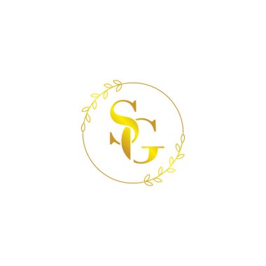 SG harfinin baş simgesi çiçek süsüyle birlikte logo şablonu