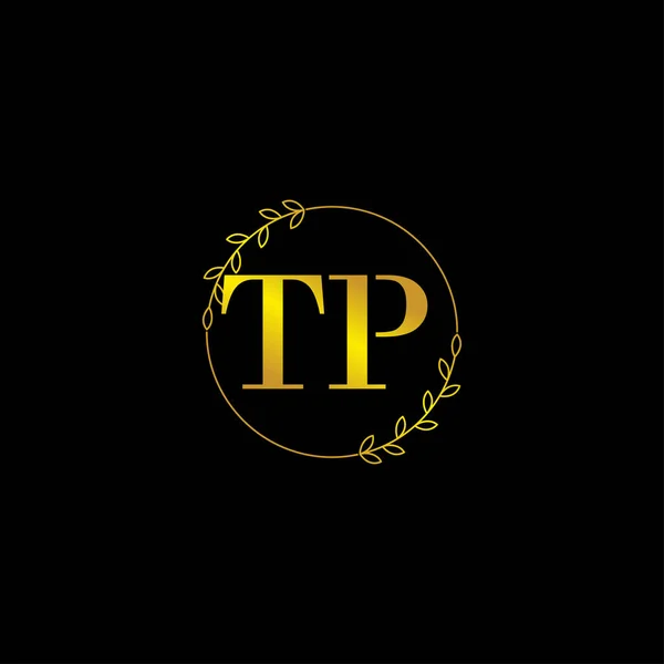 手紙Tp 花飾り付き初期のモノグラムロゴテンプレート — ストックベクタ