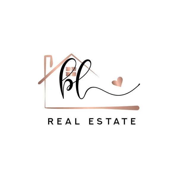 Initial Handwriting Real Estate Logo Concept Real Estate Logo Real — Stock Vector