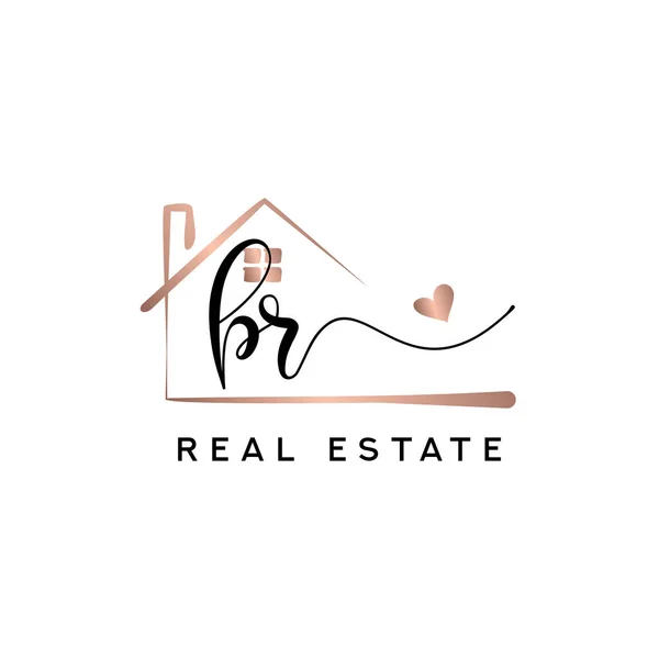 Erste Handschrift Mit Immobilien Logo Konzept Immobilien Logo Immobilien Branding — Stockvektor