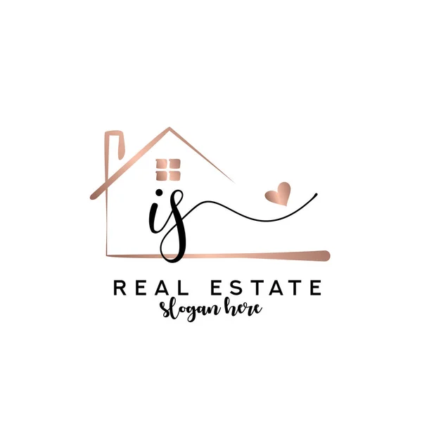 Initial Handwriting Real Estate Logo Concept Real Estate Logo Real — Stock Vector