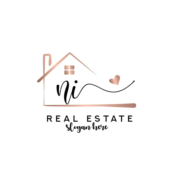 Initial Handwriting Real Estate Logo Concept Real Estate Logo Real — Stock Vector