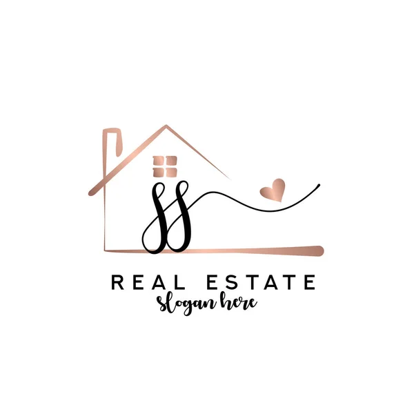 Initial Handwriting Real Estate Logo Concept Real Estate Logo Real — Stock Vector