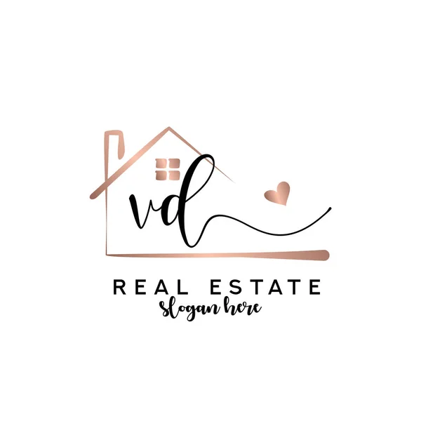 Initial Handwriting Real Estate Logo Concept Real Estate Logo Real — Stock Vector