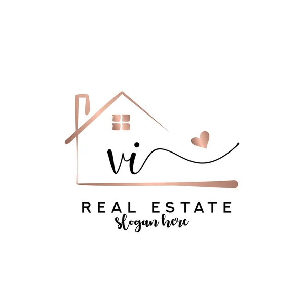 Initial Handwriting Real Estate Logo Concept Real Estate Logo Real — Stock Vector