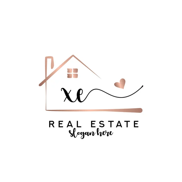 Initial Handwriting Real Estate Logo Concept Real Estate Logo Real — Stock Vector