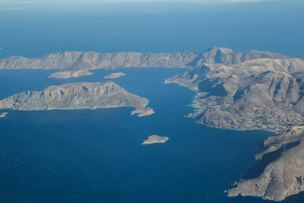 Podwyższone widok grecki bezpłatnym i część Kalymnos wyspy Dodekanezu w Morze Egejskie — Zdjęcie stockowe