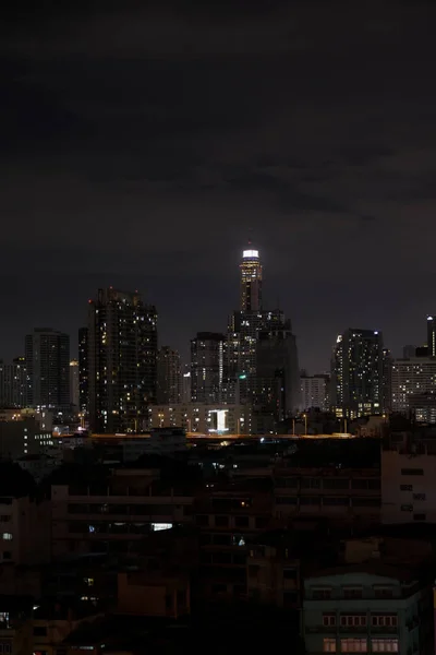 Panoramic view Bangkok City at night time, in the capital of Thailand — Stock Photo, Image
