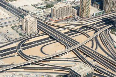 Çevre yolu üst görünümü, karayolu trafiği Dubai 'de önemli bir altyapı
