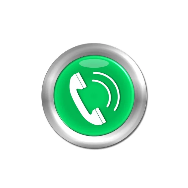 Botón de concepto de comunicación de contacto de línea directa verde —  Fotos de Stock