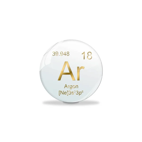 Argon symbol - Ar. Element of the periodic table on white ball with golden signs. White background Royalty Free Stock Images