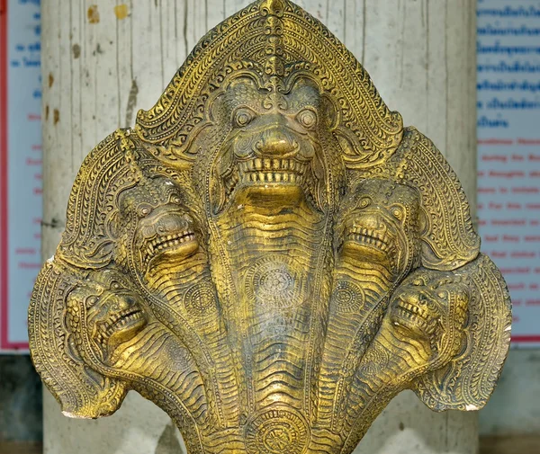 Bronze sculpture Naga snake with five heads — Stock Photo, Image