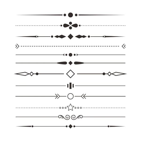 Set Von Verschiedenen Einfachen Schwarzen Trennwänden Verschiedene Trennwellen Kollektion Template — Stockvektor