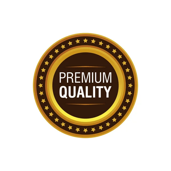 Unieke Ronde Gouden Badge Met Text Premium Kwaliteit Sjabloon Vector — Stockvector