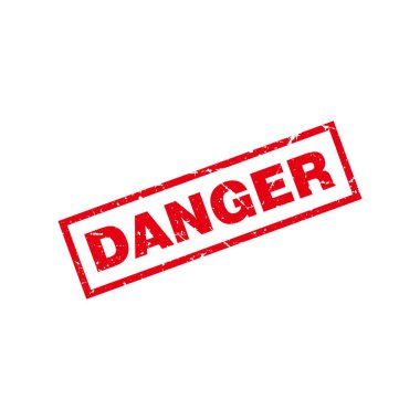 Abstract Red Grungy Danger Rubber Stamp Sign Illustration Vector, Danger Text Seal, Mark, Label Design Template