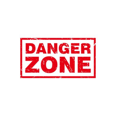 Abstract Red Grungy Danger Zone Rubber Stamp Sign Illustration Vector, Danger Zone Text Seal, Mark, Label Design Template