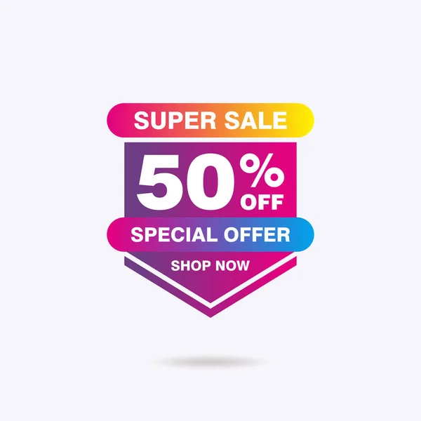 Simple Super Sale Banner Colorful Pink Gradient Color Design Discount —  Vetores de Stock