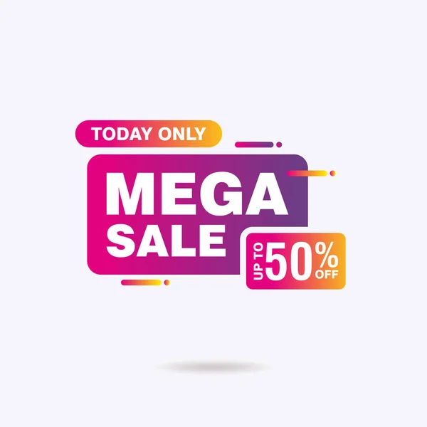 Simple Mega Sale Banner Colorful Pink Gradient Color Design Discount — Vector de stock