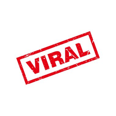 Soyut Red Grungy Viral Viral Rubber Damga İmza Çizim Vektörü, Viral Metin Mührü, Mark, Etiket Tasarım Şablonu