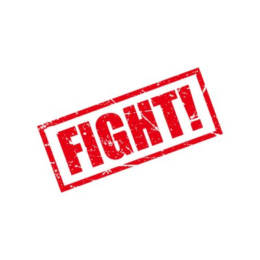 Abstract Red Grungy Fight Rubber Stamp Sign Illustration Vector, Fight Text Seal, Mark, Label Design Template
