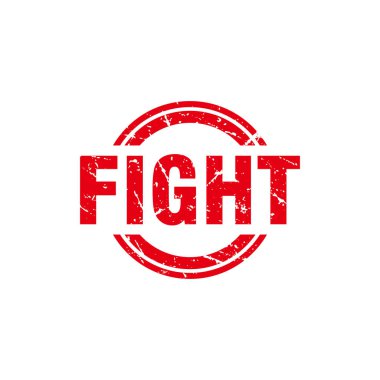 Abstract Red Grungy Fight Rubber Stamp Sign with Circle Shape Illustration Vector, Fight Text Seal, Mark, Label Design Template