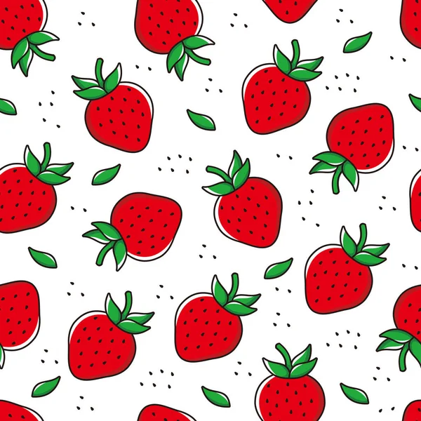 Απρόσκοπτη Σχεδιασμός Μοτίβο Νωπών Κόκκινων Φρούτων Φράουλας Χειροποίητο Μοτίβο Φράουλας — Διανυσματικό Αρχείο