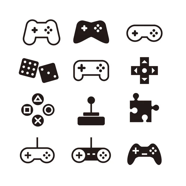 Set Simple Flat Game Icon Illustration Design Silhouette Game Symbol — Stock Vector