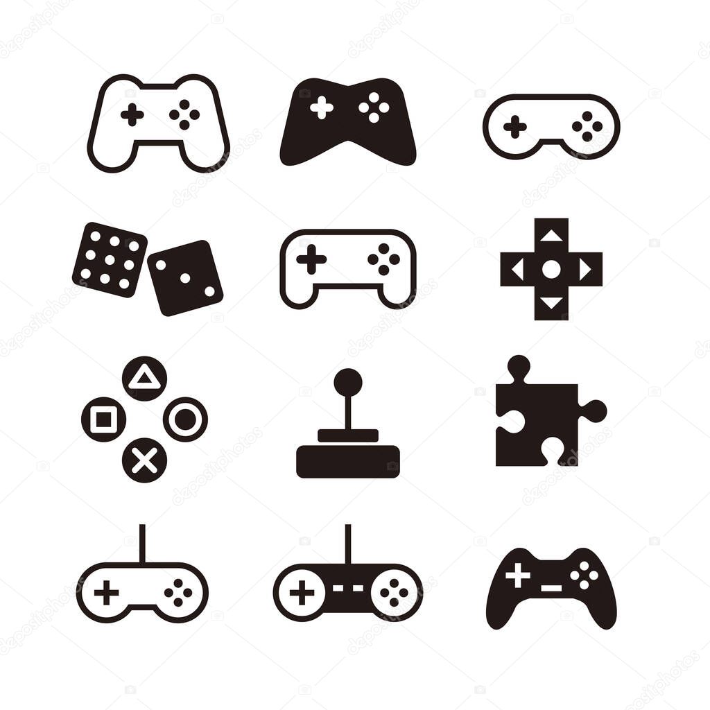Set of Simple Flat Game Icon Illustration Design, Silhouette Game Symbol Collection With Outlined Style Template Vector