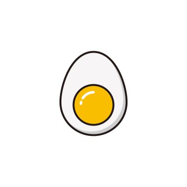 Simple Boiled Egg Illustration with Outlined Style Design, Clean Half Egg Icon Template Vector