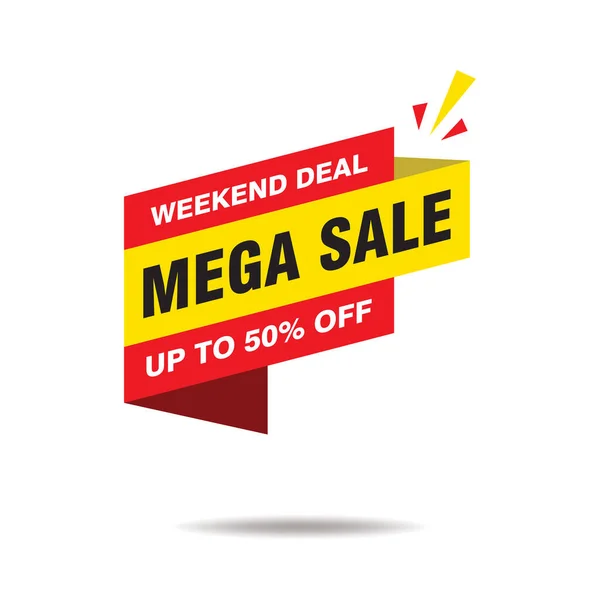 Simple Weekend Deal Mega Sale Banner Isolated White Fone Design — стоковый вектор