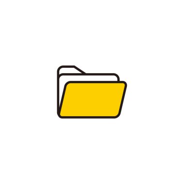 flat yellow folder icon illustration design, simple folder symbol with outlined style template vector
