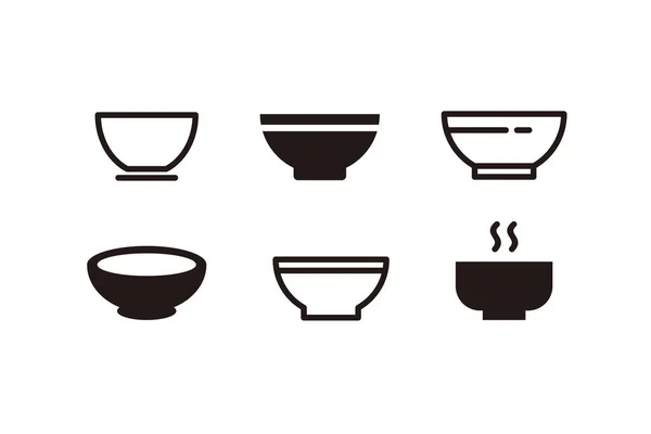 Set Von Einfachen Verschiedenen Schüssel Icon Illustration Design Silhouette Der — Stockvektor