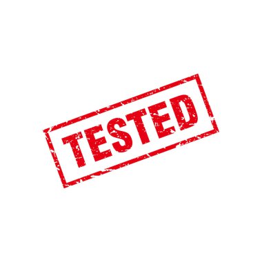 Abstract Red Grungy Tested Rubber Stamp Sign Illustration Vector, Tested Text Seal, Mark, Label Design Template
