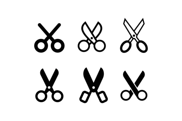 Set Tijeras Planas Simples Icono Diseño Ilustración Silueta Tijeras Símbolo — Vector de stock