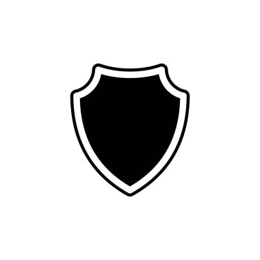 Basit Düz Kalkan Simge İllüstrasyon Tasarımı, Siluet Kalkan Sembol Şablonu Vektörü