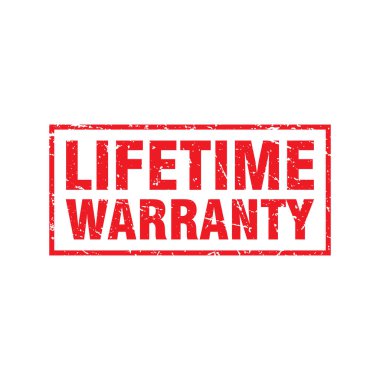 Soyut Kızıl Grungy Ömür Boyu Güvence Kalıbı İmza İllüstrasyon Vektörü, Yaşam Boyu Garanti Metin Mührü, Mark, Etiket Tasarım Şablonu