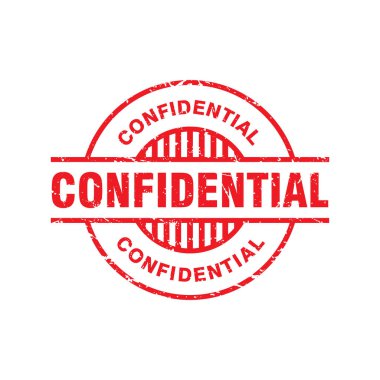 Çember Şekil Görüntü Vektörü, Gizli Metin Mührü, Mark, Etiket Tasarım Şablonu ile Soyut Kırmızı Grungy Gizlilik Damgası İmzası