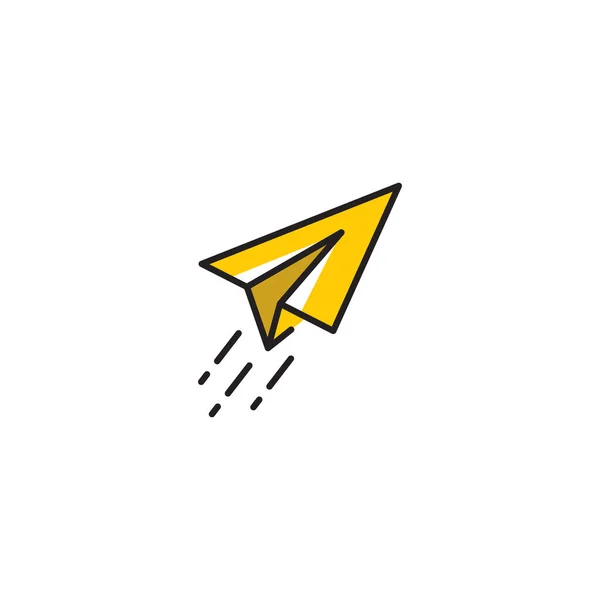 Simple Flat Yellow Paper Plane Icon Illustration Design Paper Plane — Stock Vector