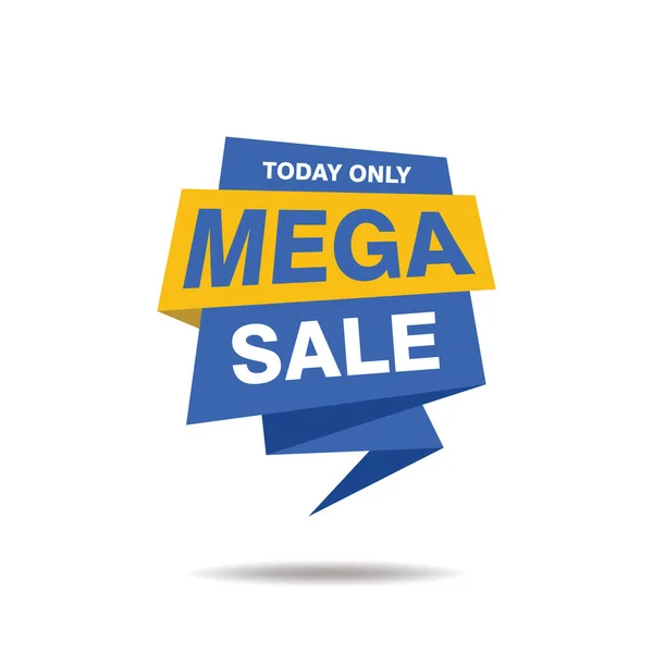 Απλό Mega Sale Banner Flat Blue Origami Design Mega Sale — Διανυσματικό Αρχείο