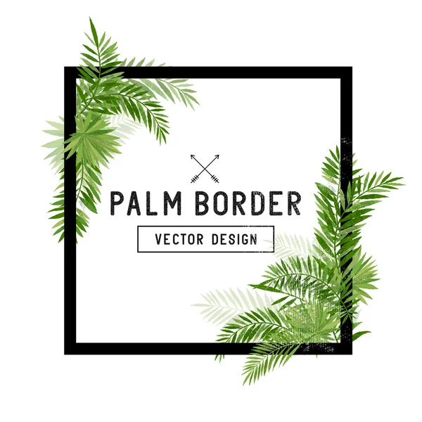 Vector de la frontera de la hoja de palma tropical — Vector de stock