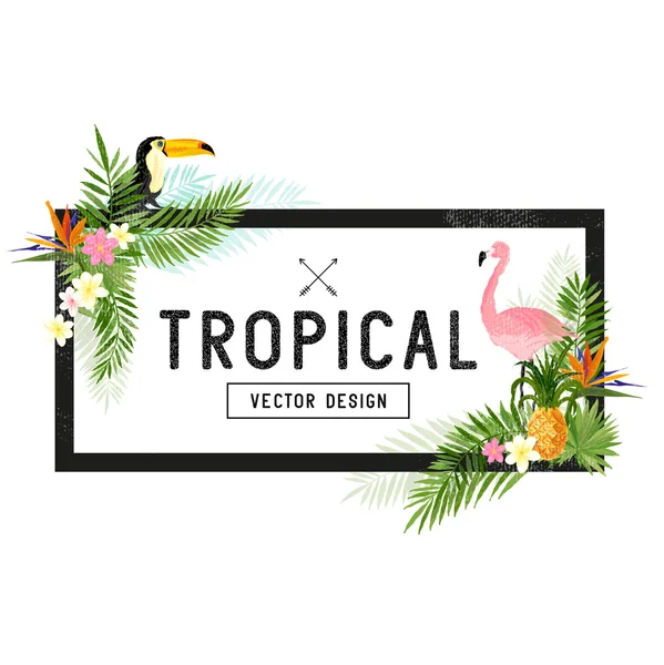 Diseño de la frontera tropical — Vector de stock