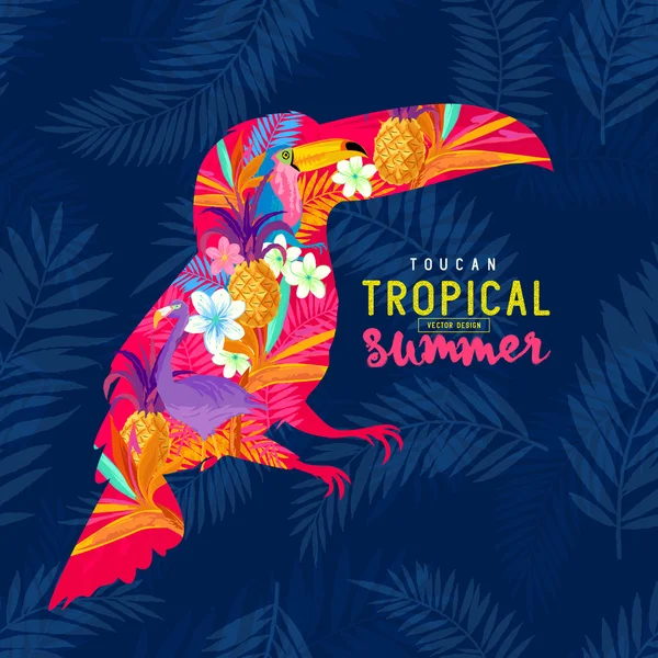 Tropische zomer Toucan — Stockvector