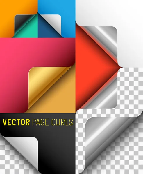 Vektor Papier Seite curl set — Stockvektor