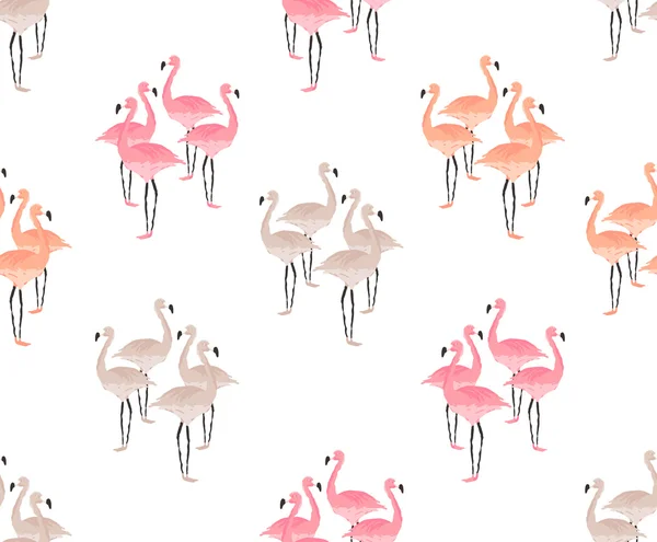 Patrón inconsútil de las aves flamencas — Vector de stock