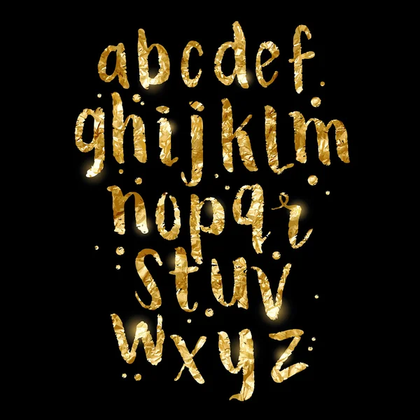 Gold foil glitter Brush Letters — Stock Vector