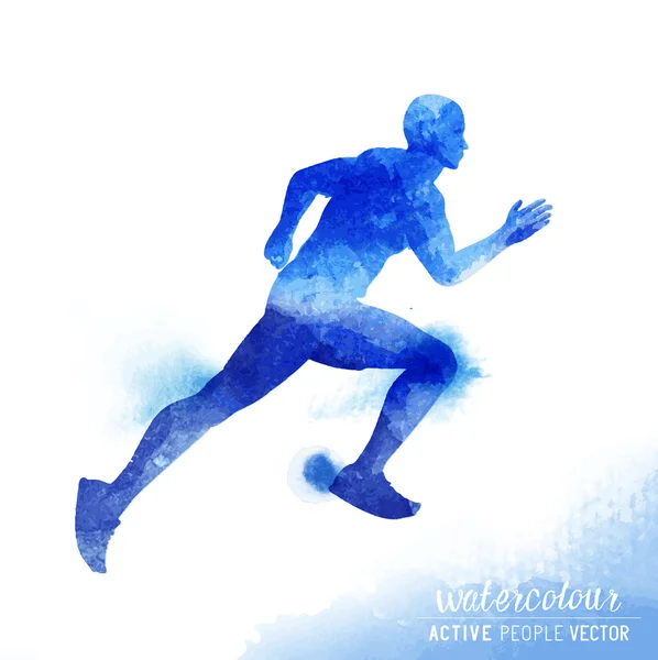 Acquerello Running Man Vector — Vettoriale Stock