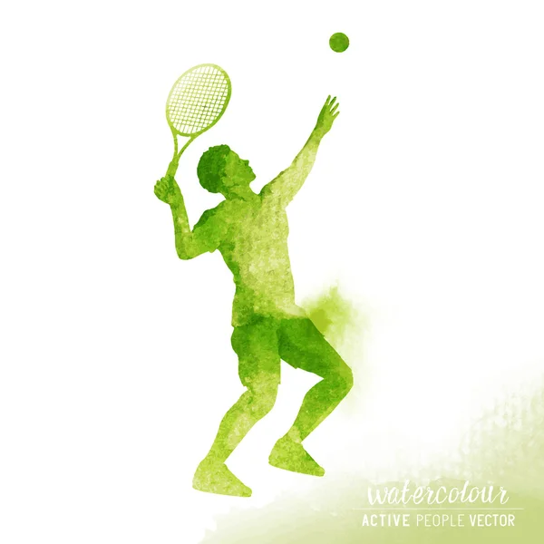 Aquarell Tennisspieler Vektor — Stockvektor