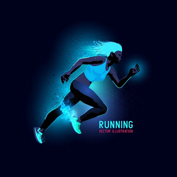 Neon Mulher Runner Vector —  Vetores de Stock